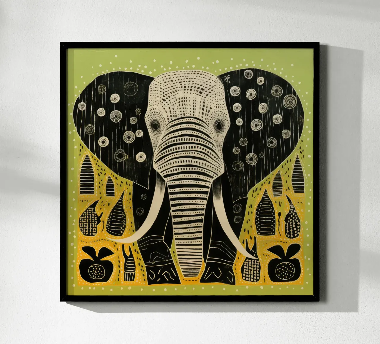Elefante verde 2 poster con telaio in alluminio da Minimal Animal Art