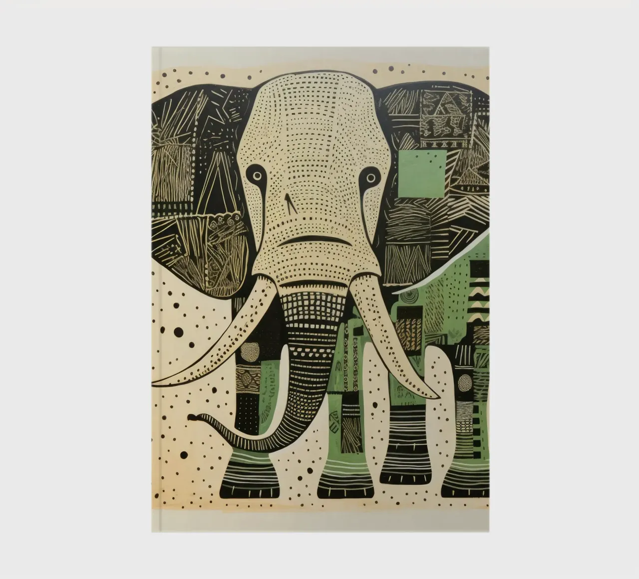 Eléphant vert 3 carnet de notes de Minimal Animal Art