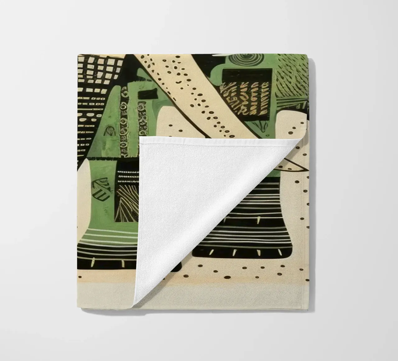 Green Elephant 3 beach towel by Minimal Animal Art