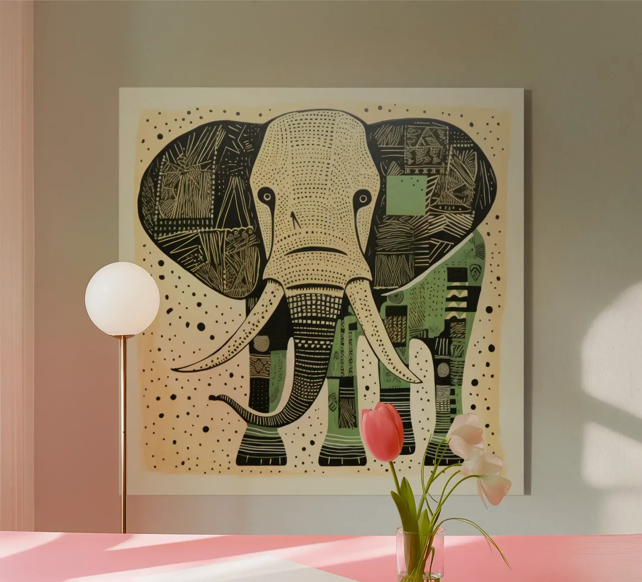 Elefante verde plexiglass da Minimal Animal Art