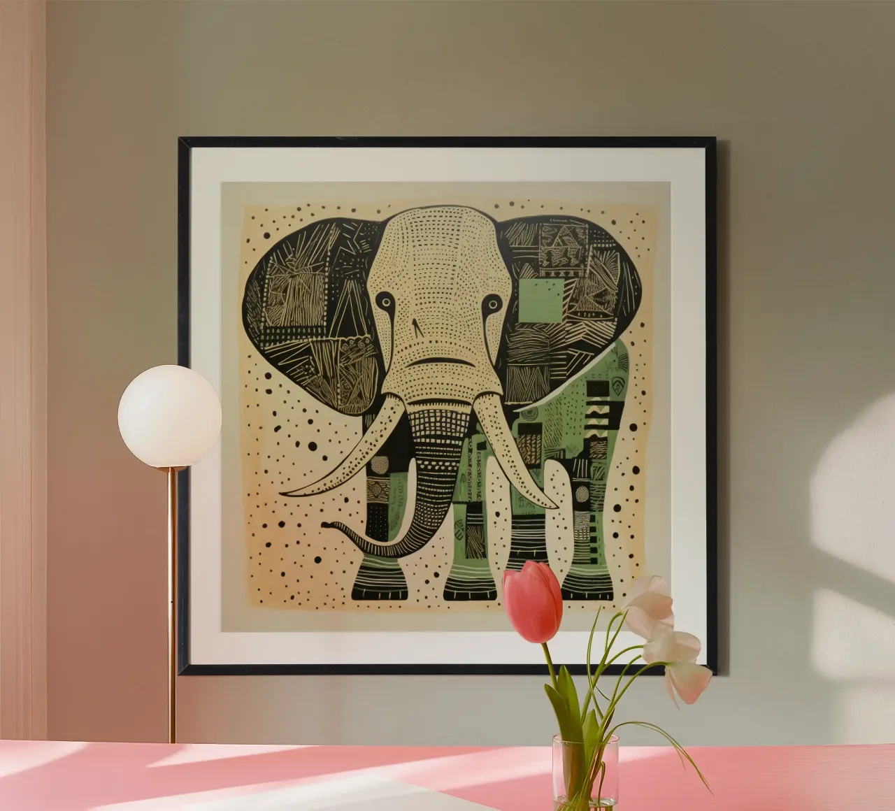 Green Elephant 3 hahnemühle by Minimal Animal Art