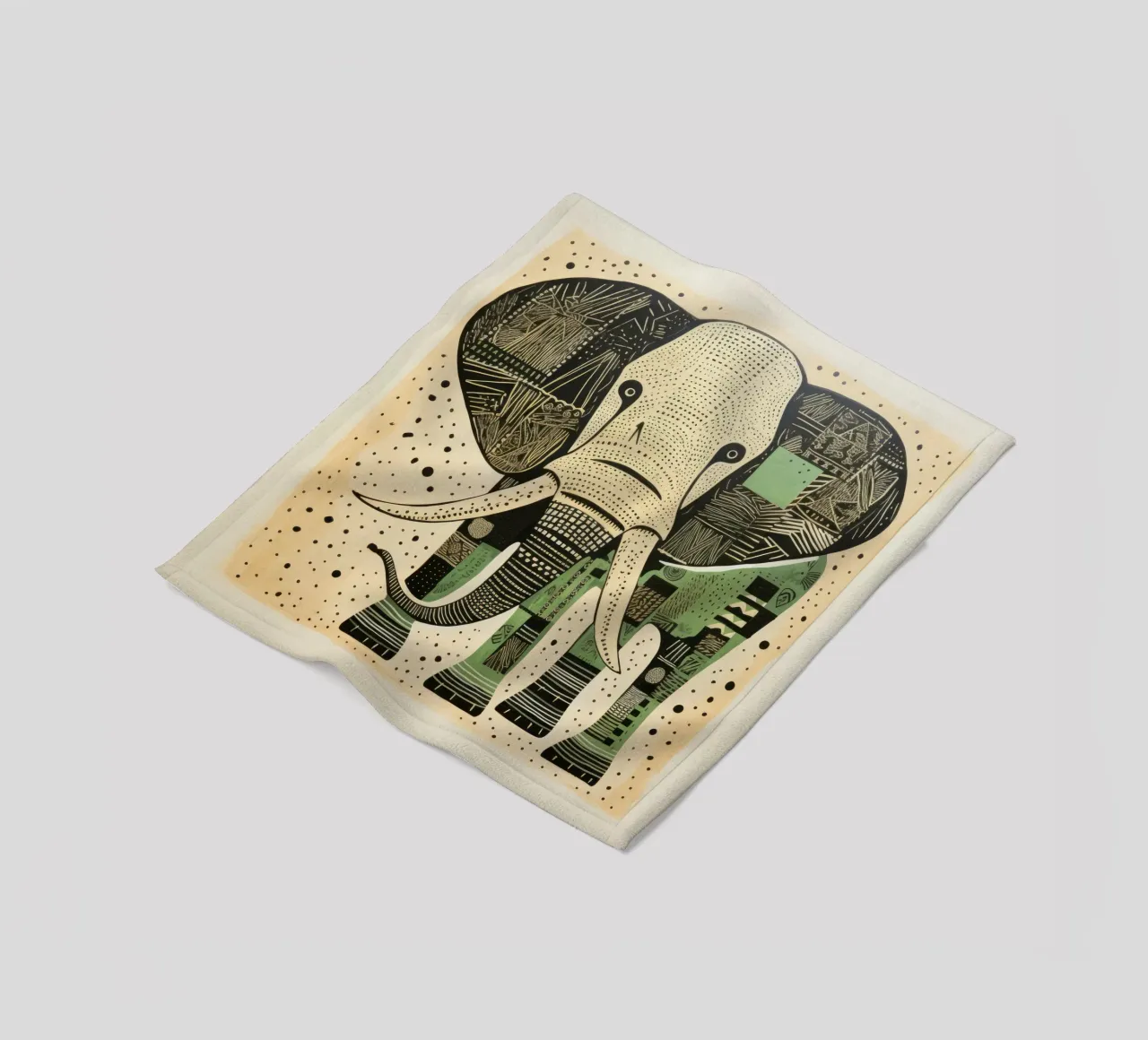 Green Elephant 3 fleece blanket by Minimal Animal Art
