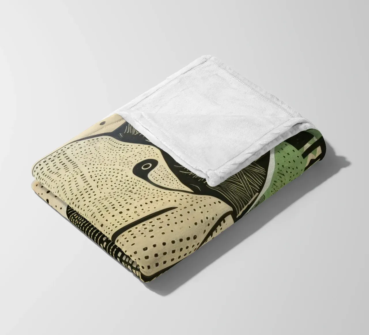 Green Elephant 3 fleece blanket by Minimal Animal Art