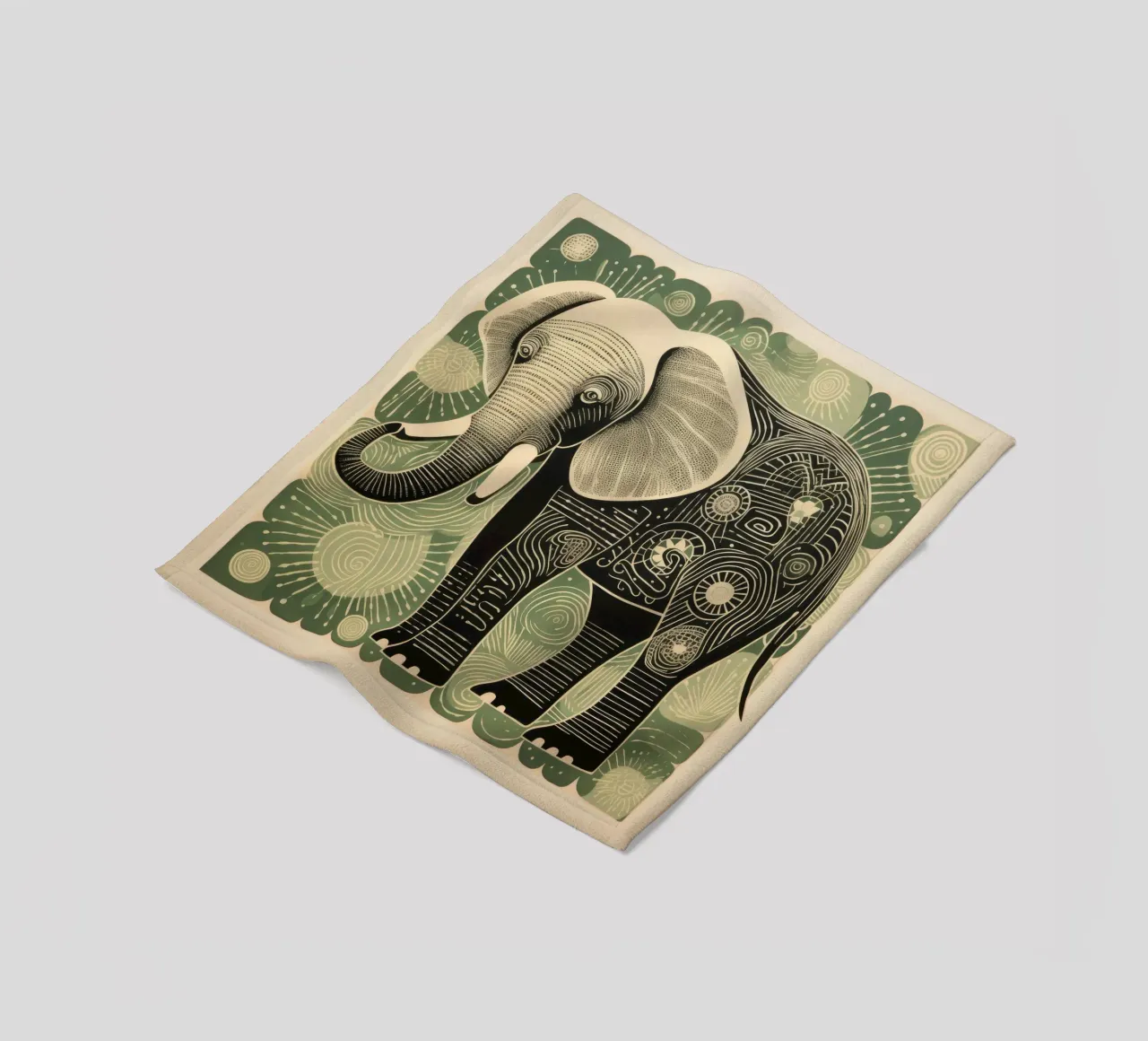 Elefante verde 4 coperta in pile da Minimal Animal Art