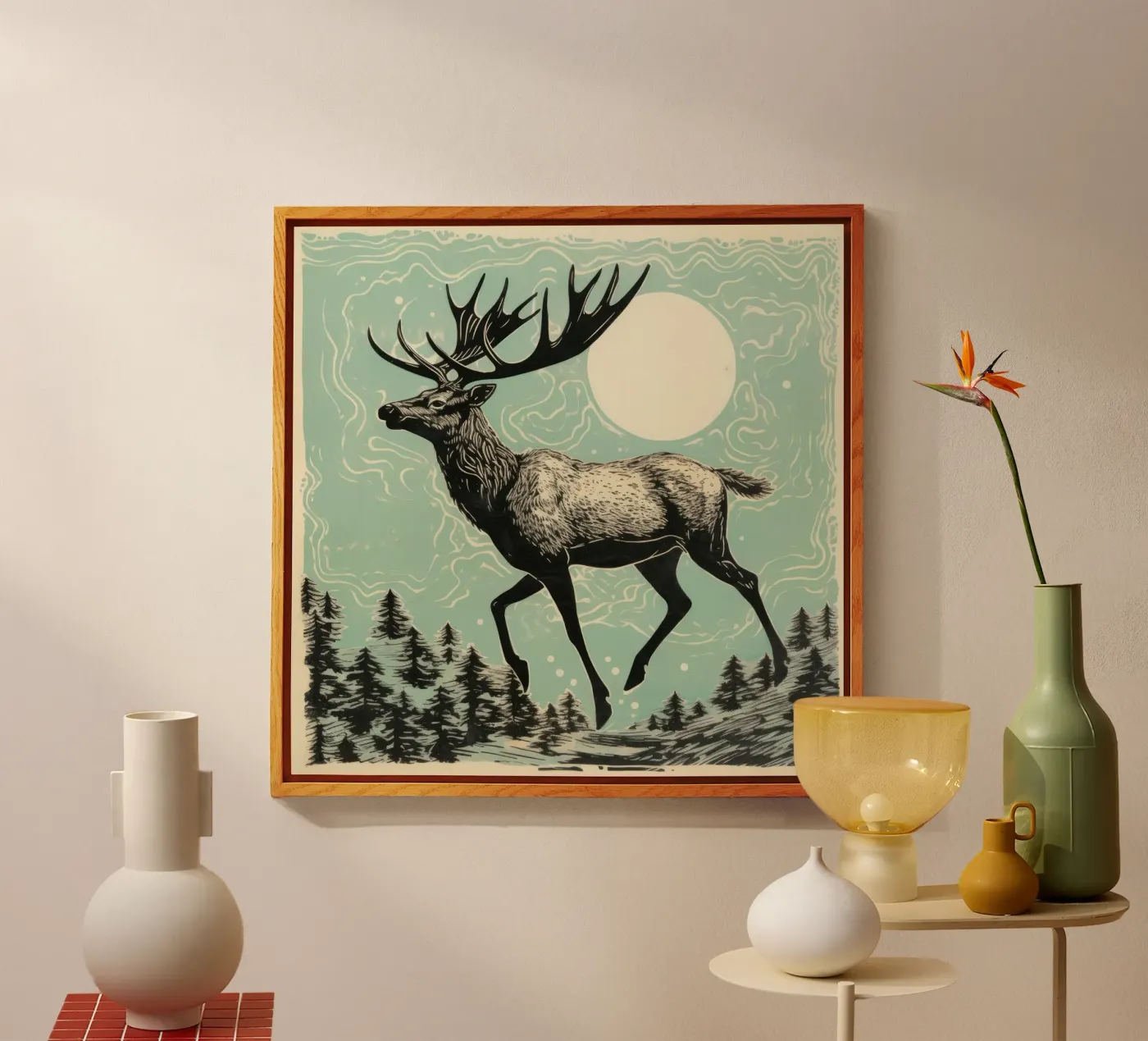 Grüner Elch Acryl-Glas von Minimal Animal Art