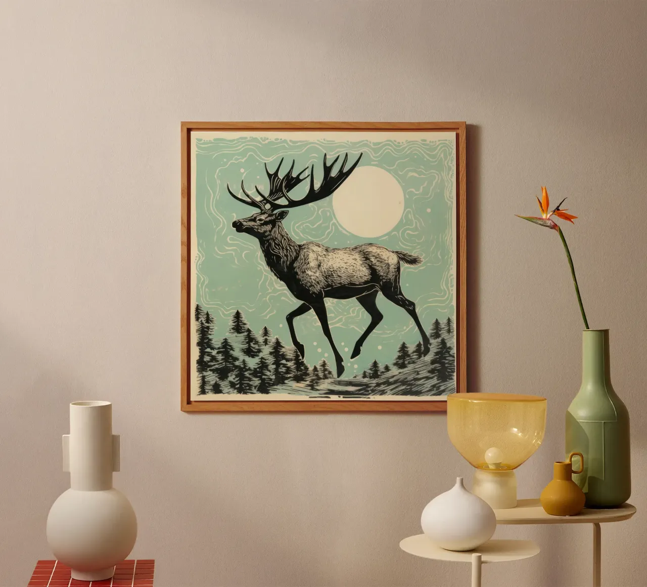 Alce Verde 1 alluminio dibond da Minimal Animal Art