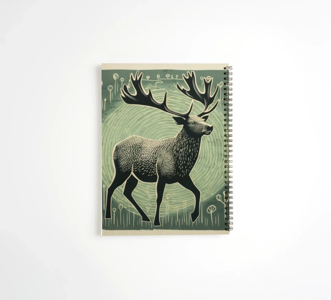 Green Elk 2 spiral notebook by Minimal Animal Art