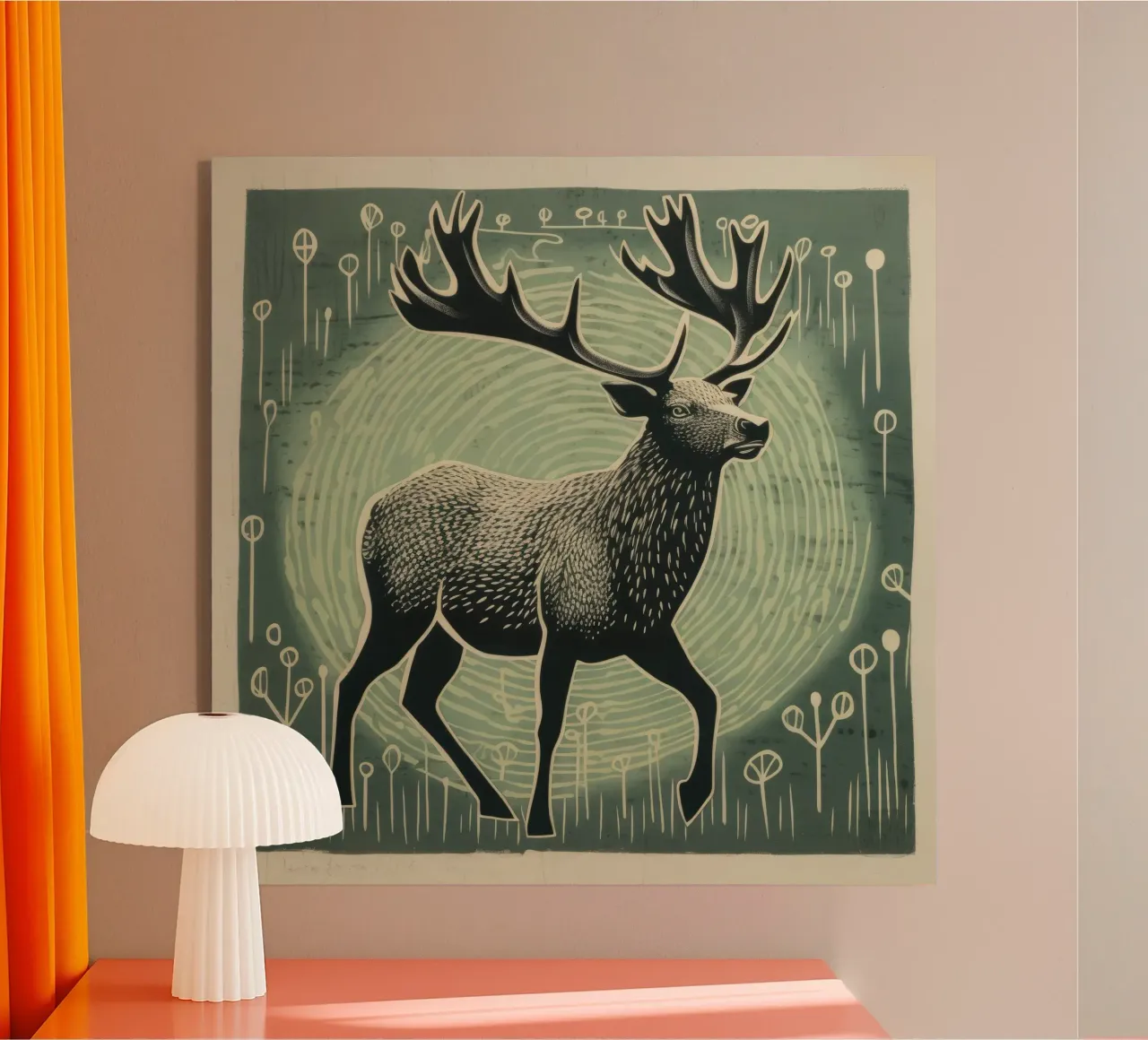 Grüner Elch 2 Acryl-Glas von Minimal Animal Art