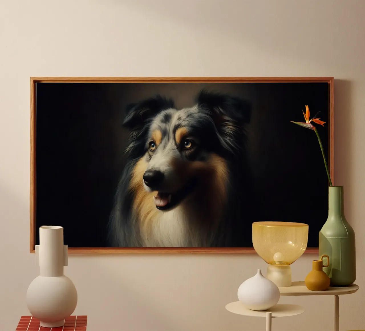Pastore australiano - Foto animale tela con Cornice a cassetta da hunde-katzen-tiere