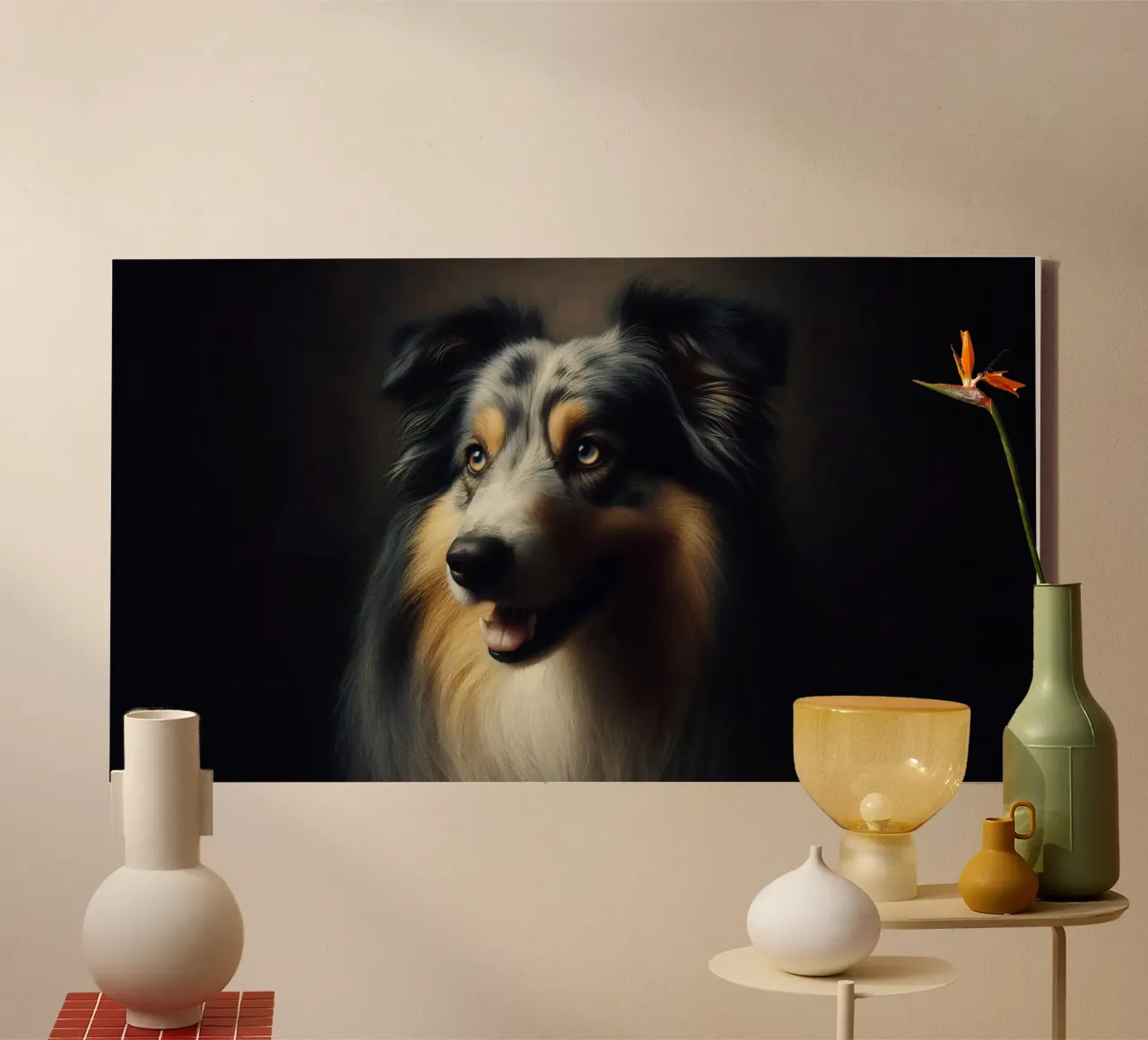 Pastore australiano - Foto animale tela con Cornice a cassetta da hunde-katzen-tiere