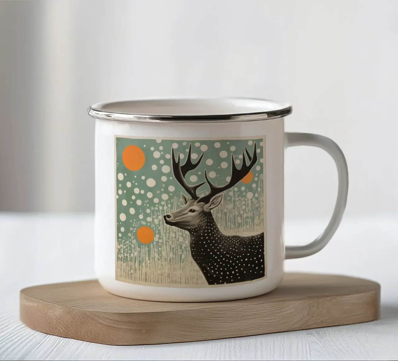 Alce Verde 3 tazza in smalto da Minimal Animal Art