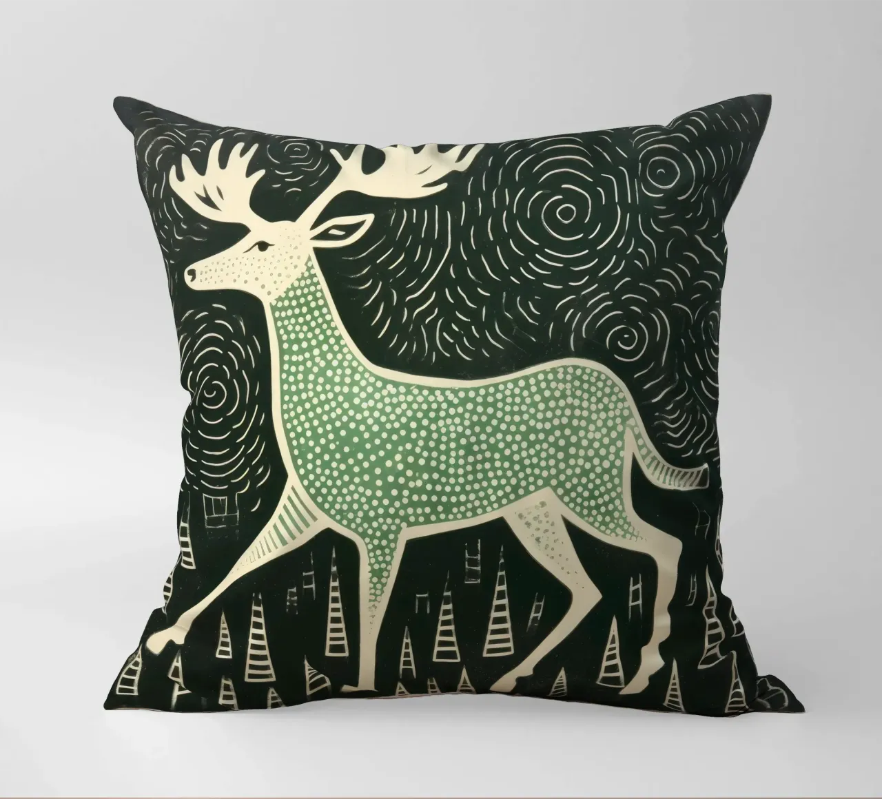 Alce Verde 4 cuscino da Minimal Animal Art