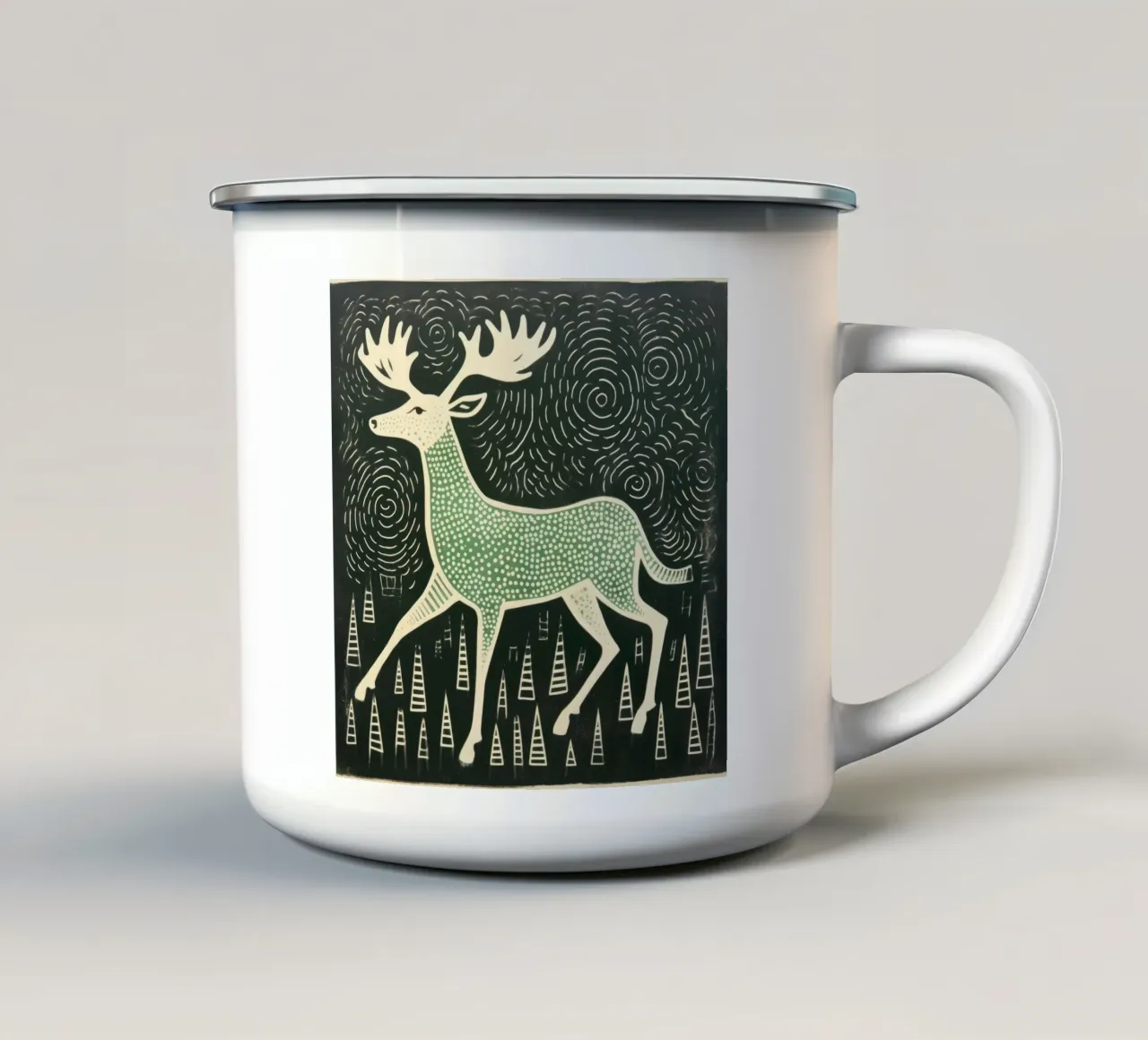 Alce Verde 4 tazza in smalto da Minimal Animal Art