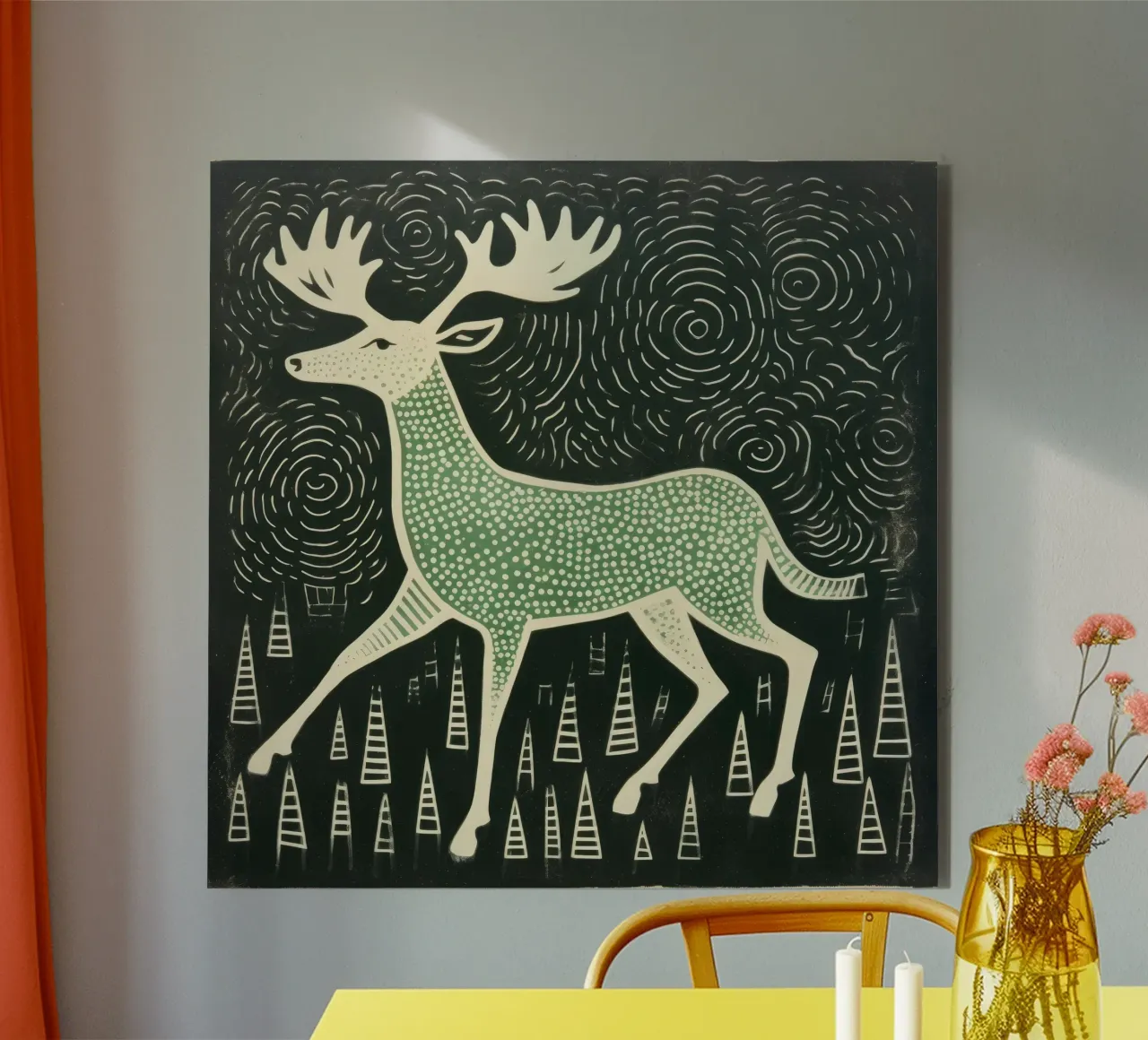 Alce Verde 4 alluminio dibond da Minimal Animal Art