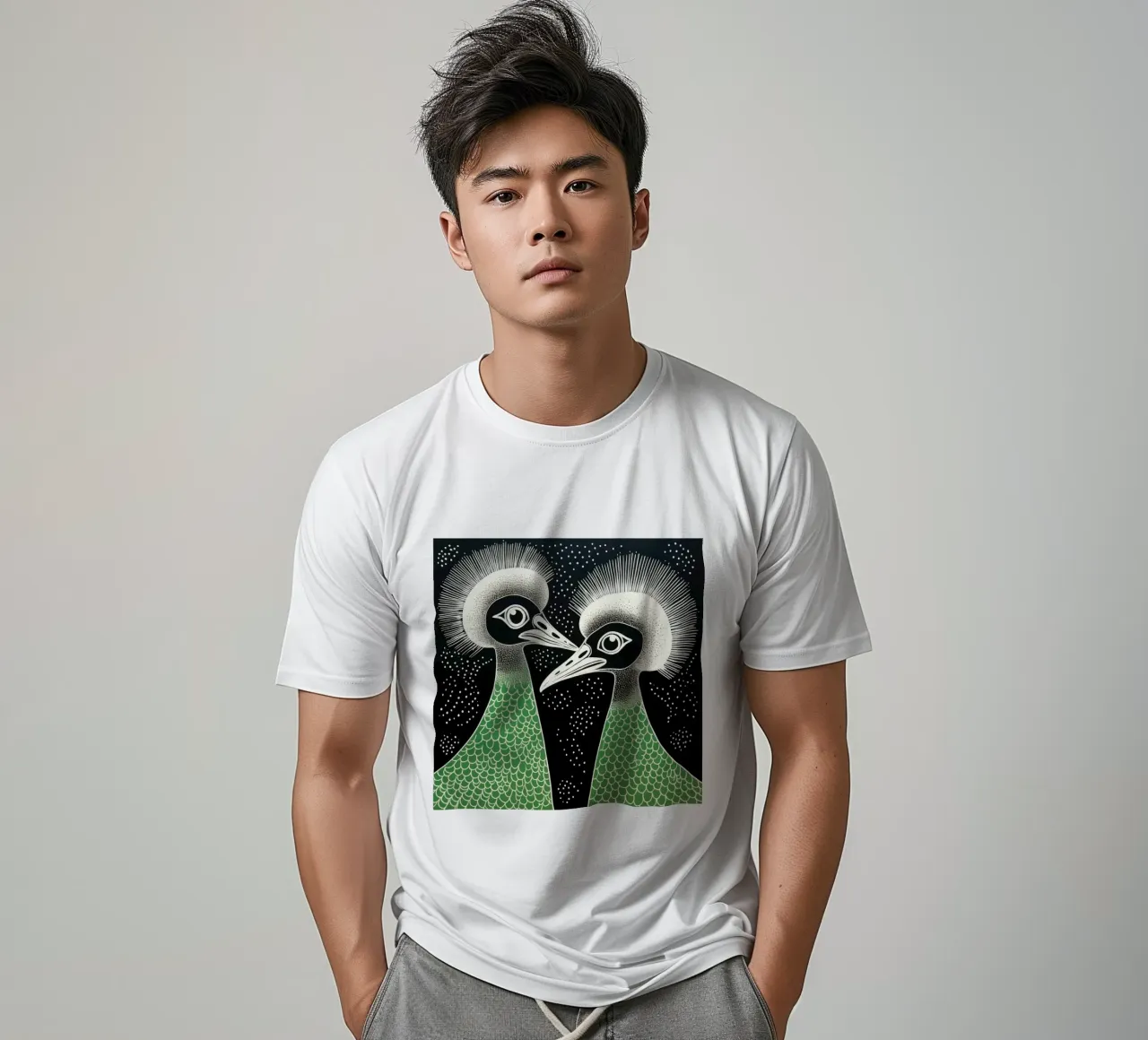 Emu verde 1 t-shirt da Minimal Animal Art