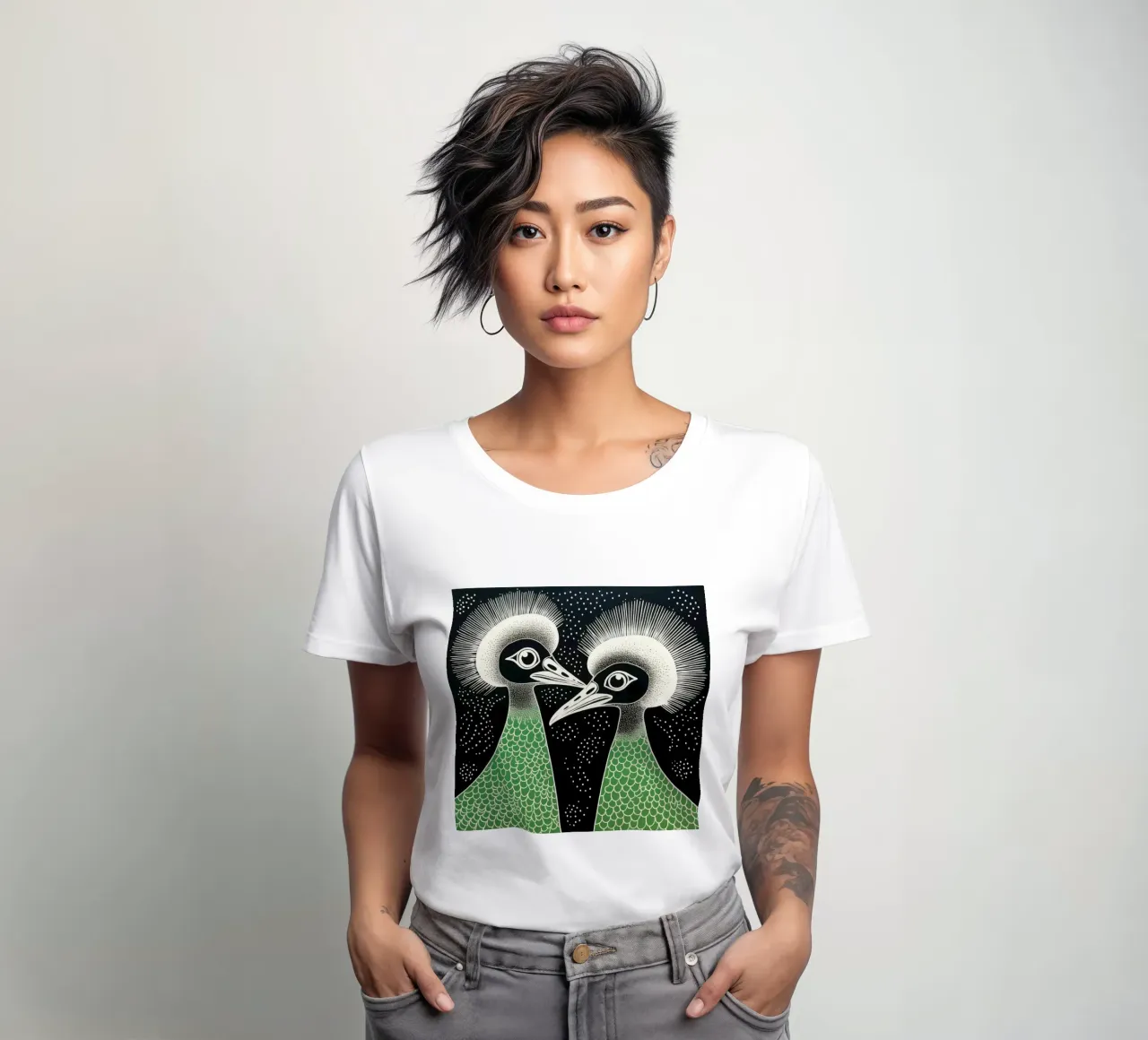 Groene emoe 1 dames t-shirt getailleerd van Minimal Animal Art