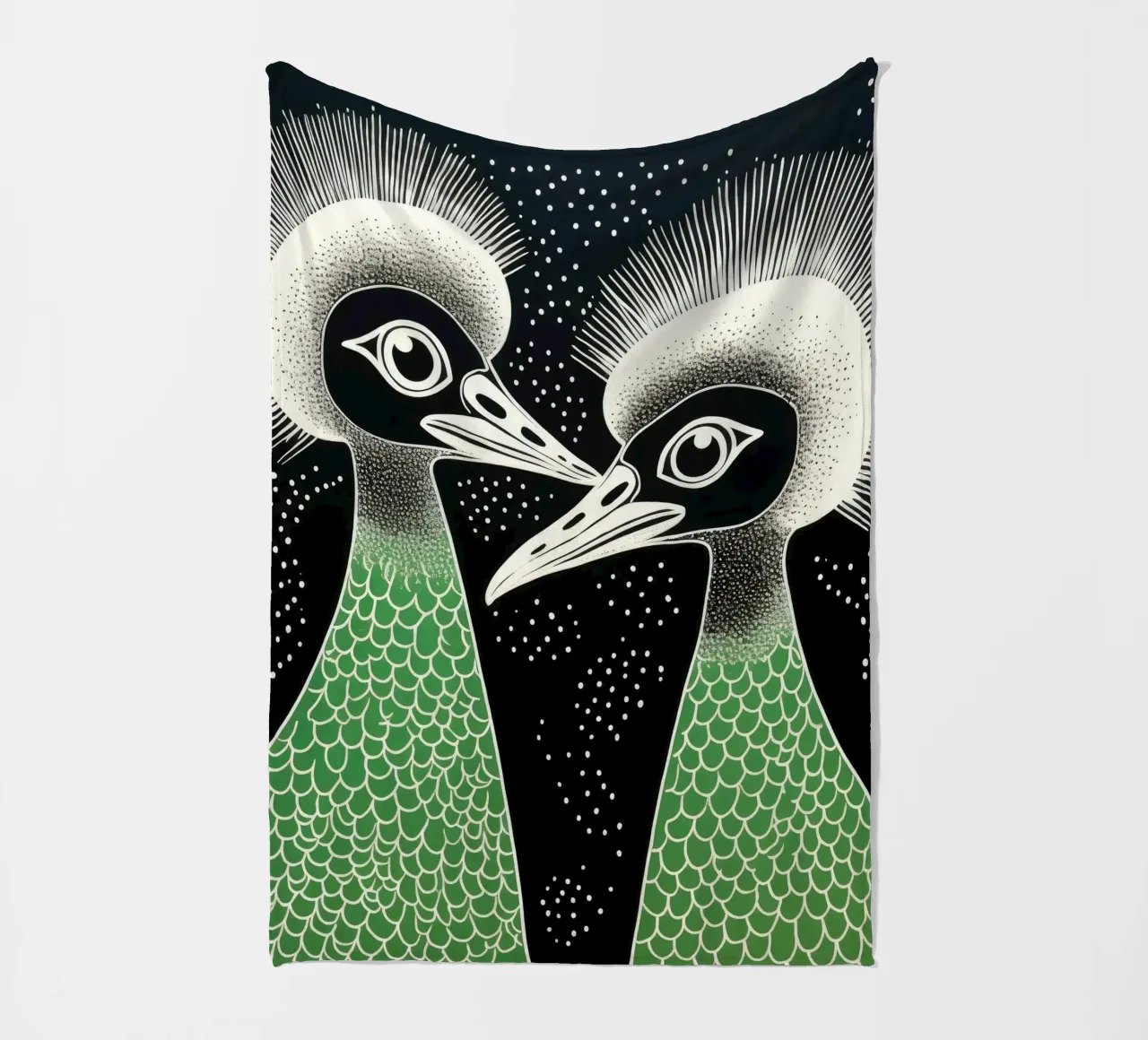Emu verde 1 coperta in pile da Minimal Animal Art