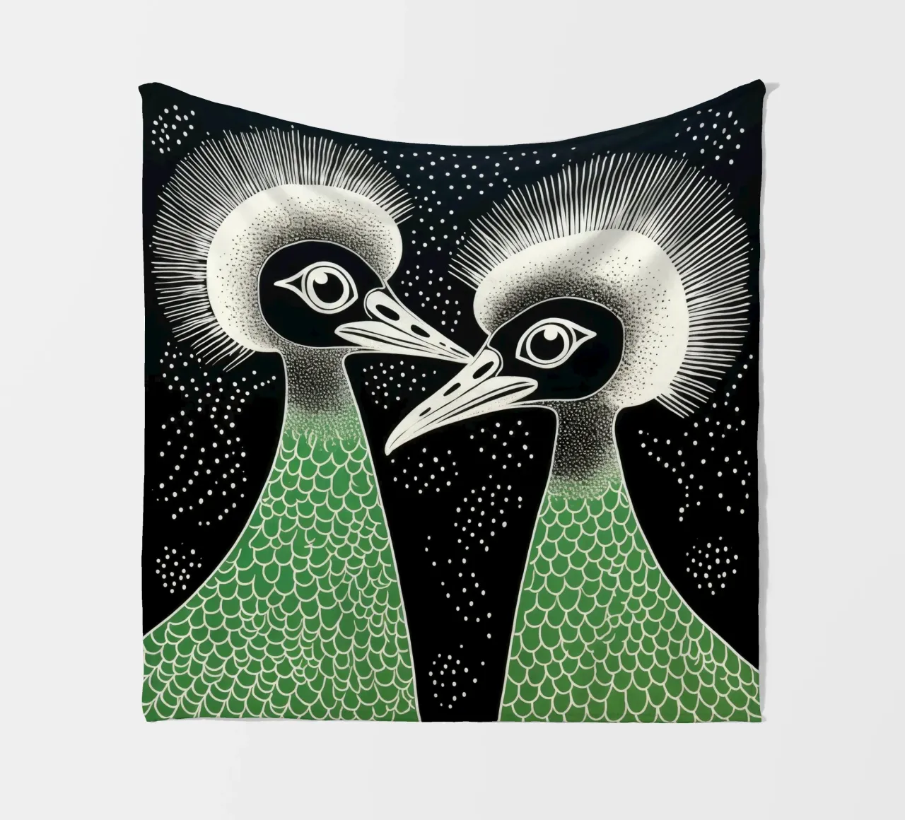 Emu verde 1 coperta in pile da Minimal Animal Art