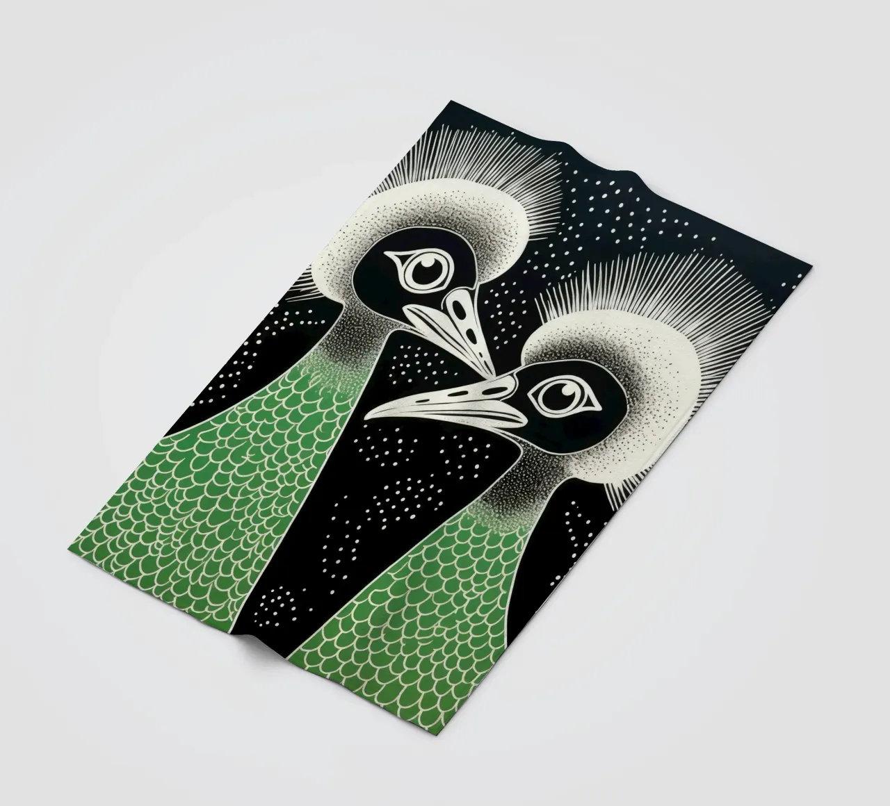 Emu verde 1 coperta in pile da Minimal Animal Art