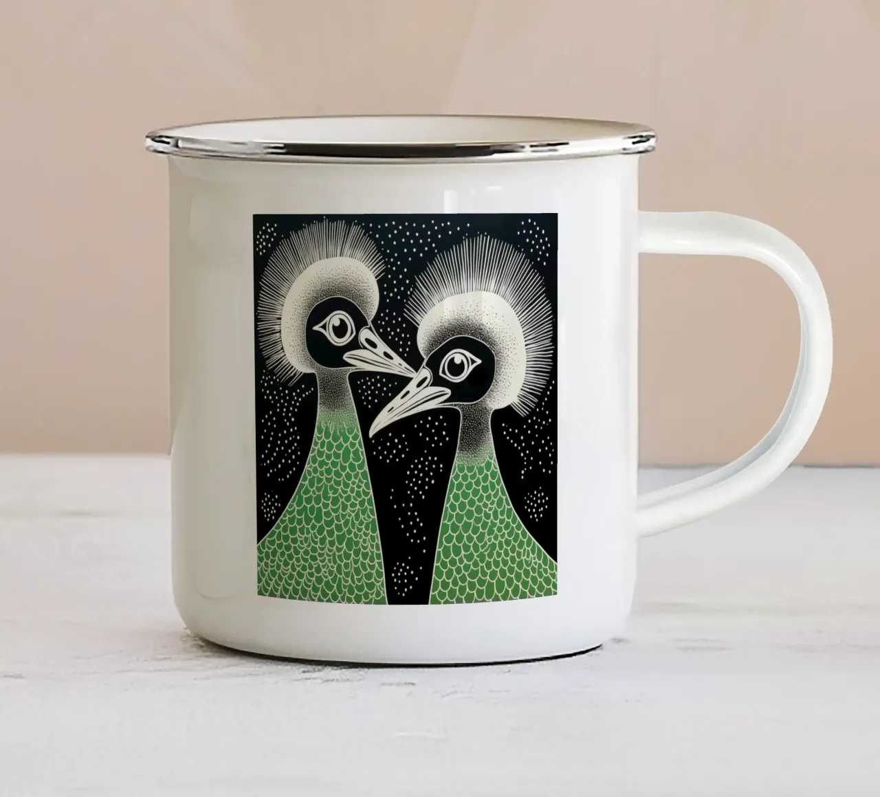 Emu verde 1 tazza in smalto da Minimal Animal Art