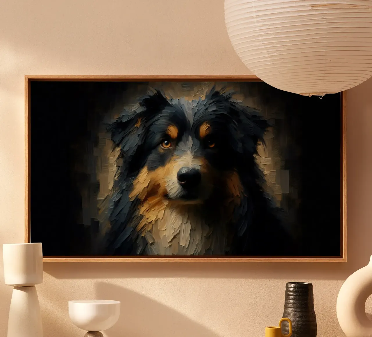 Pastore australiano - Foto animale tela con Cornice a cassetta da hunde-katzen-tiere