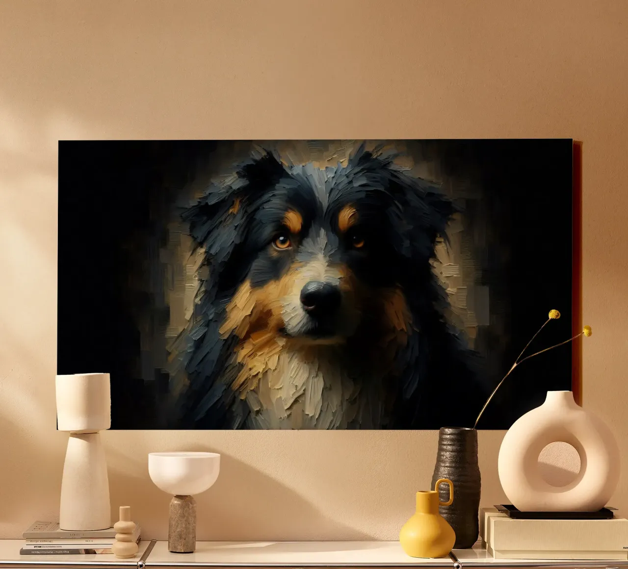 Pastore australiano - Foto animale tela con Cornice a cassetta da hunde-katzen-tiere