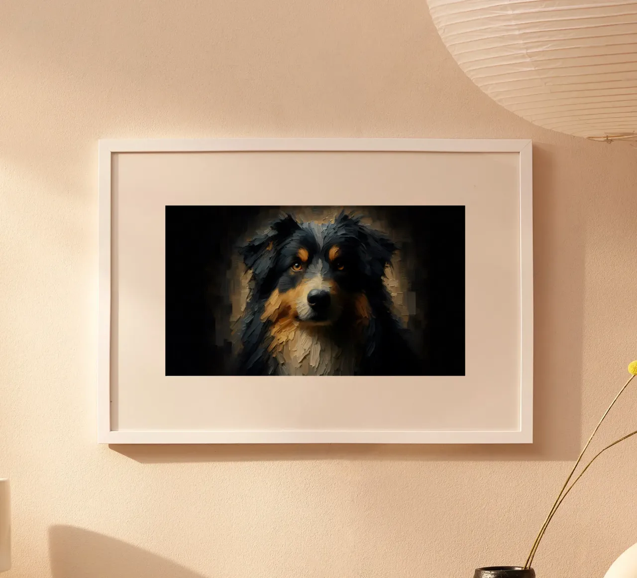 Pastore australiano - Foto animale poster con telaio in legno da hunde-katzen-tiere