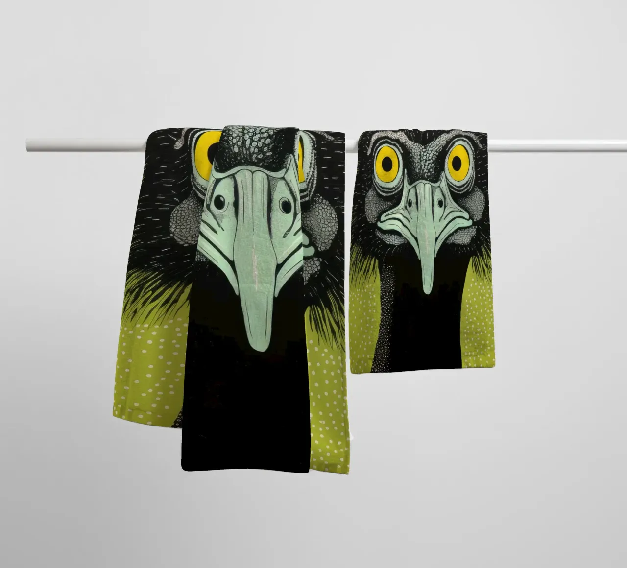 Emu verde 2 asciugamano da bagno da Minimal Animal Art
