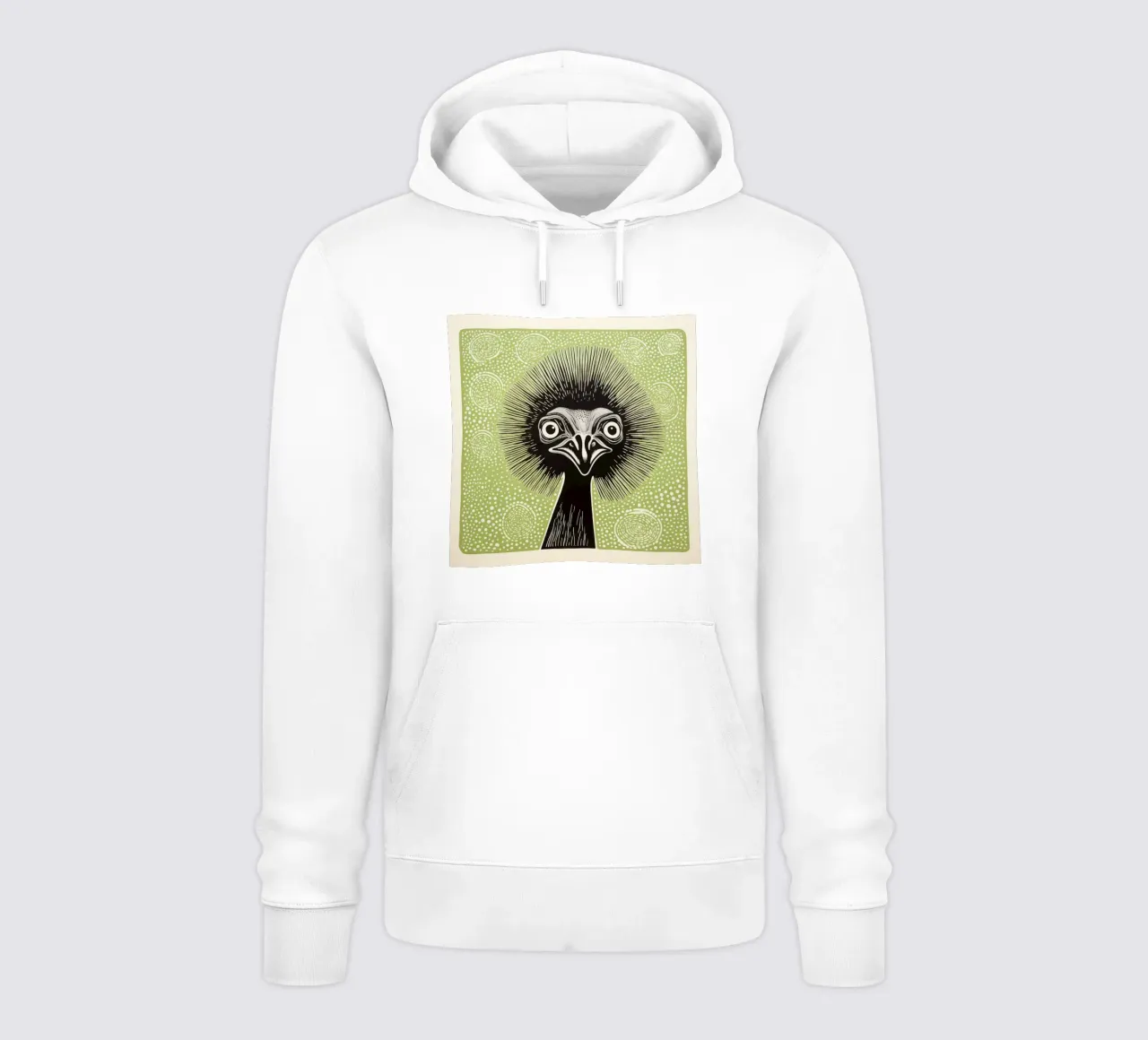 Emu verde 3 felpa con cappuccio da Minimal Animal Art