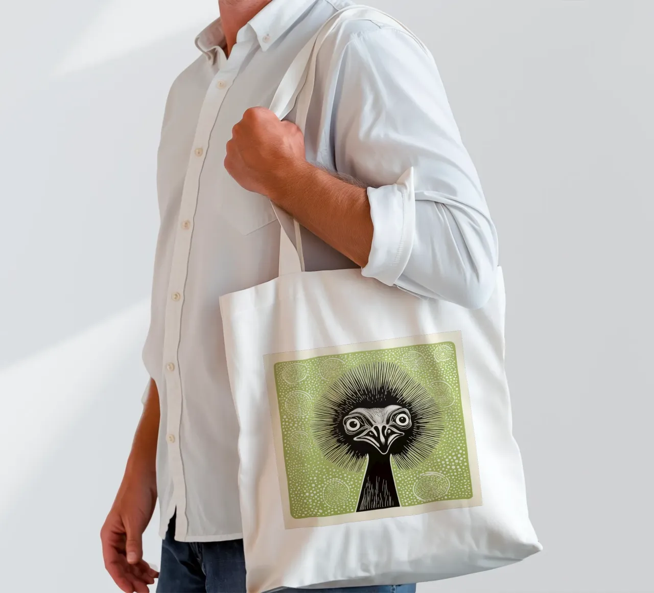 Emu verde 3 borsa in juta da Minimal Animal Art