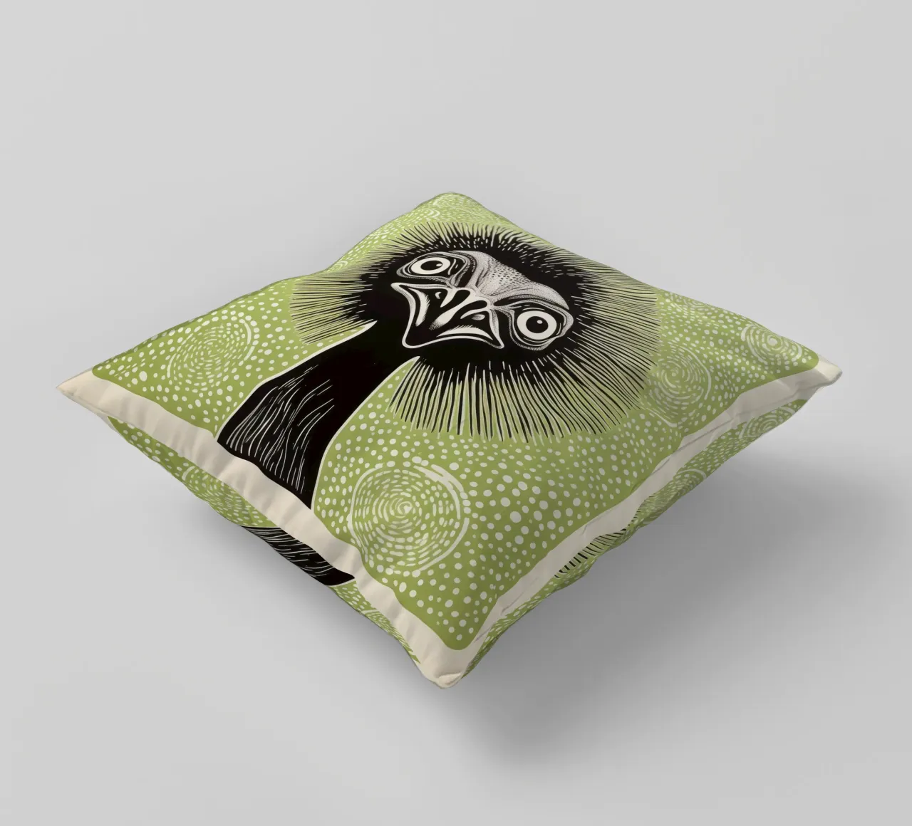 Emu verde 3 cuscino da Minimal Animal Art