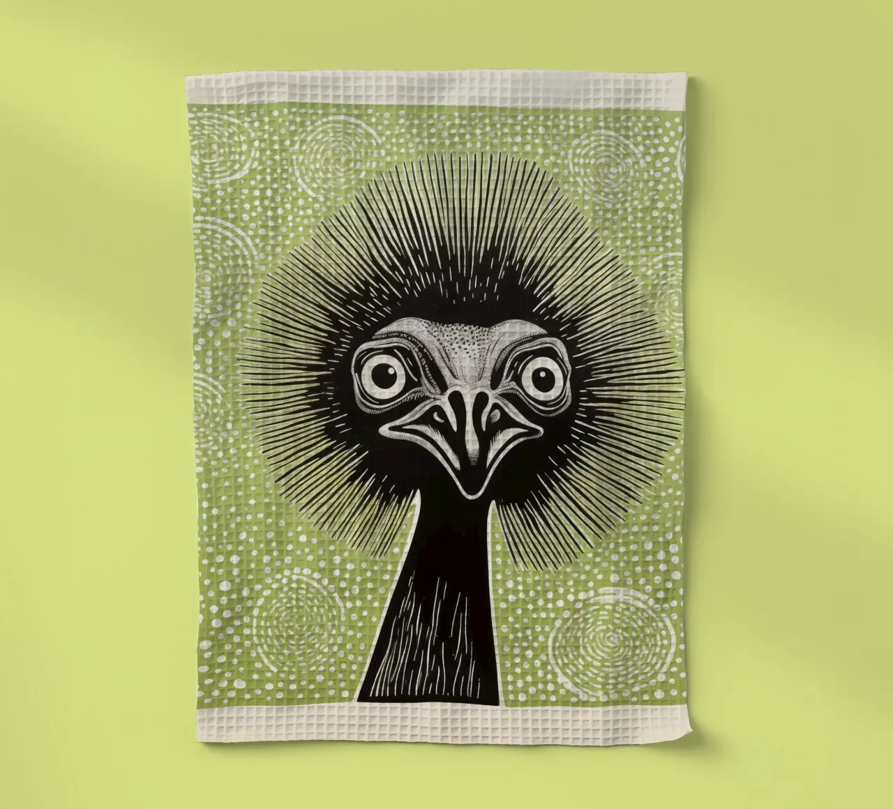 Emu verde 3 canovaccio da cucina da Minimal Animal Art