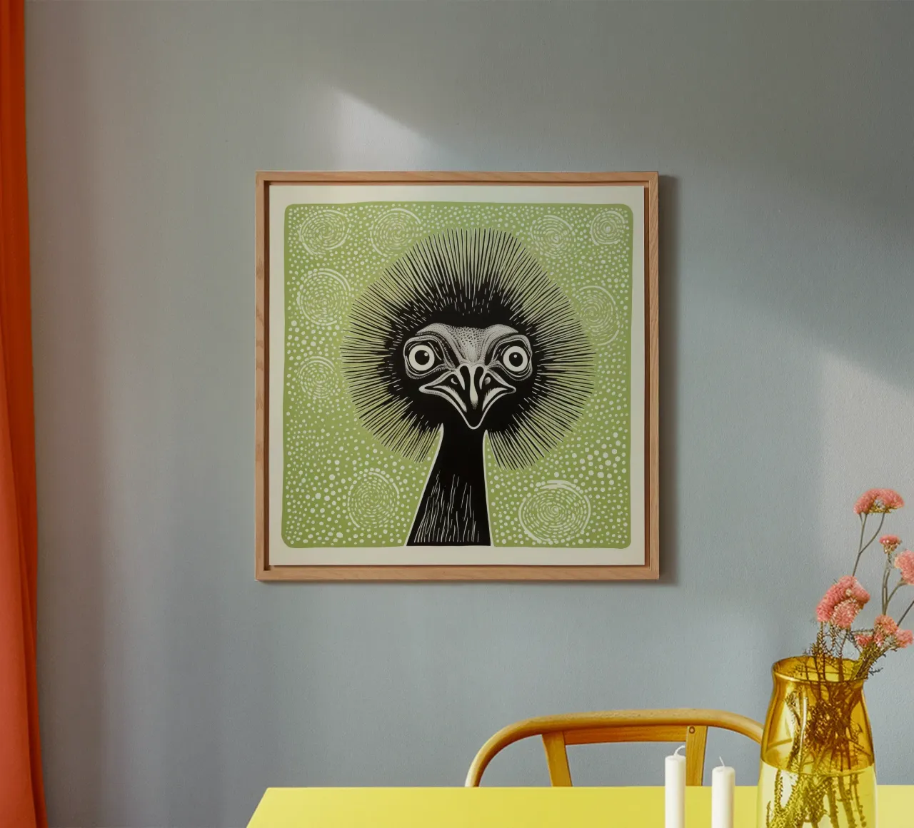 Emu verde 3 alluminio dibond da Minimal Animal Art