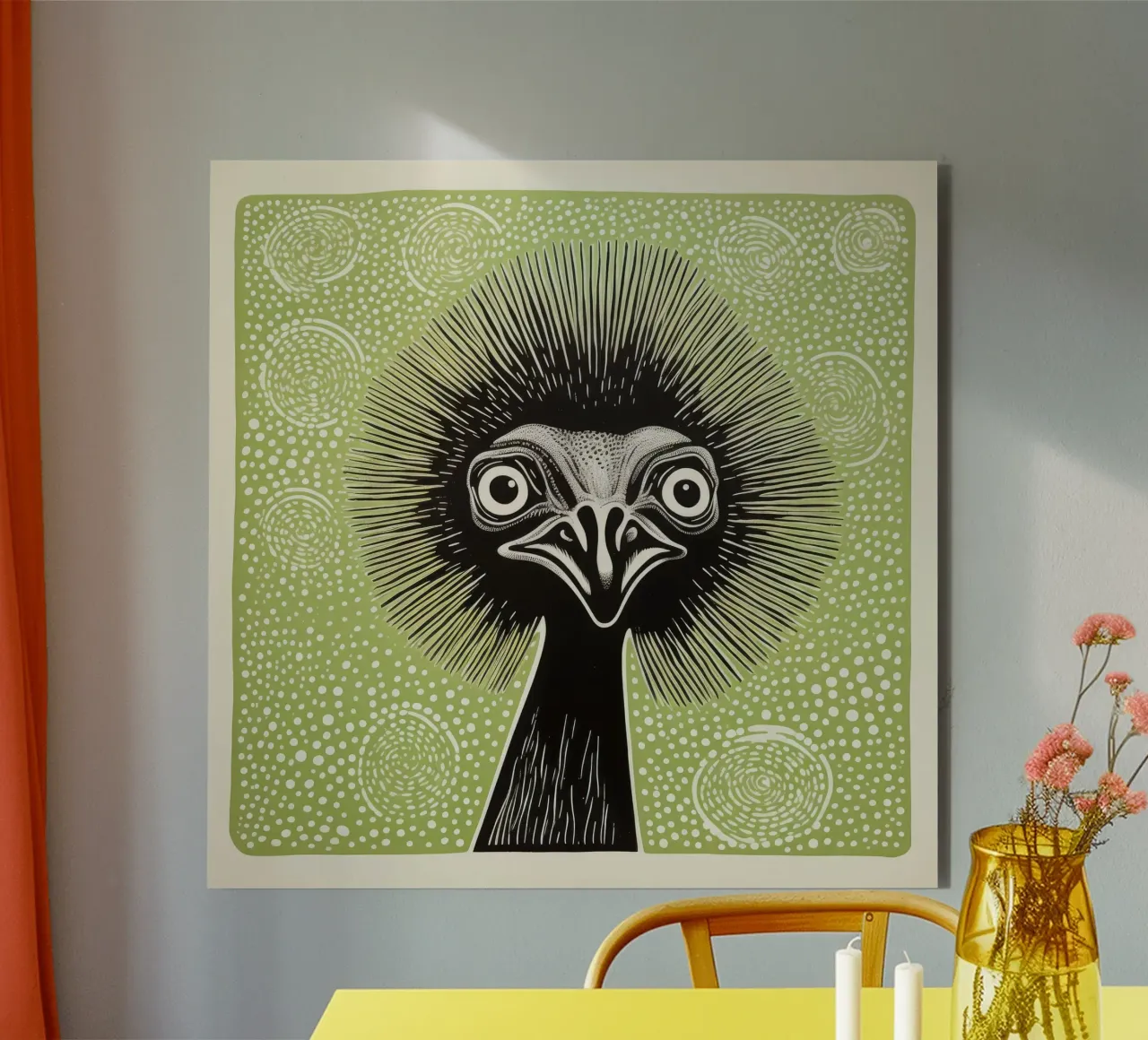 Emu verde 3 alluminio dibond da Minimal Animal Art
