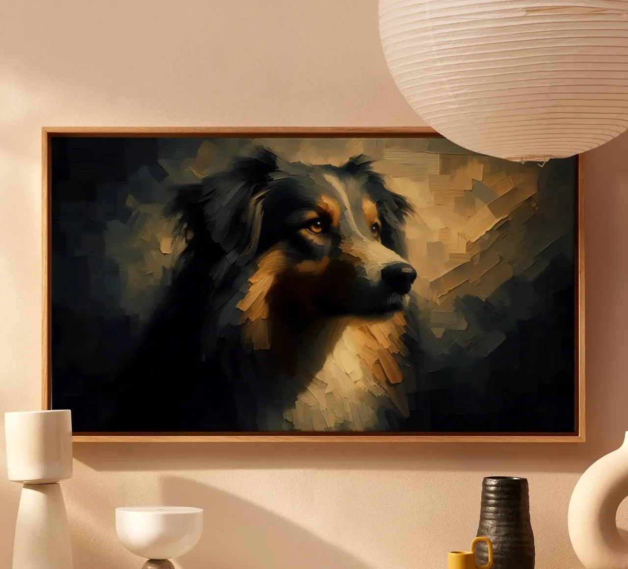 Pastore australiano - Foto animale tela con Cornice a cassetta da hunde-katzen-tiere