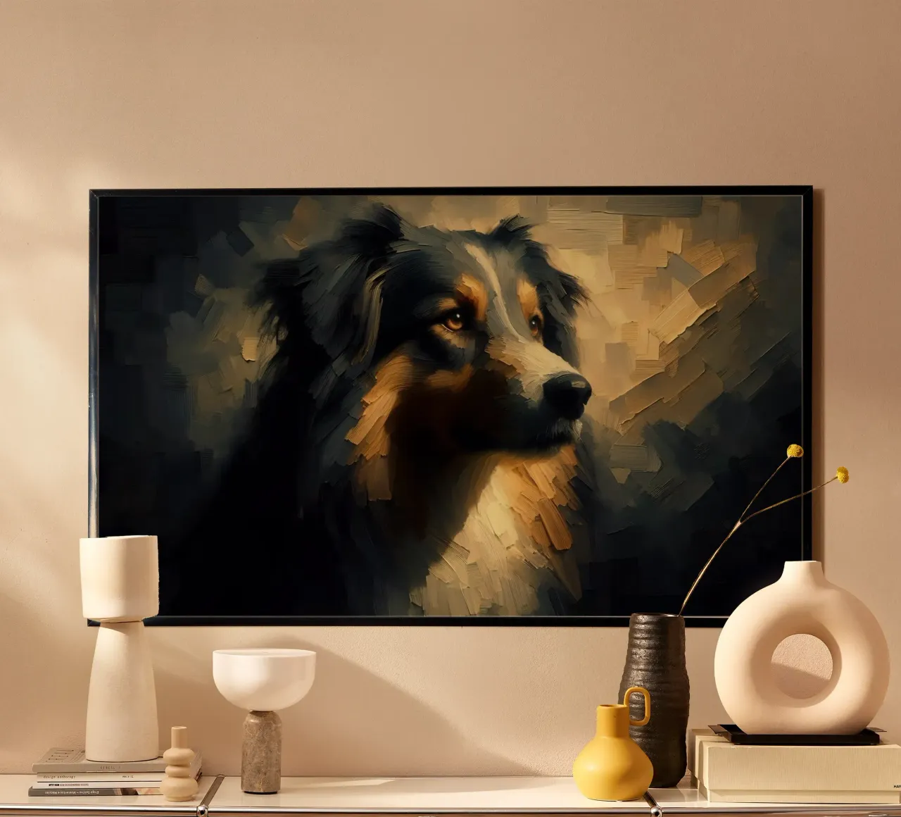 Pastore australiano - Foto animale poster con telaio in legno da hunde-katzen-tiere