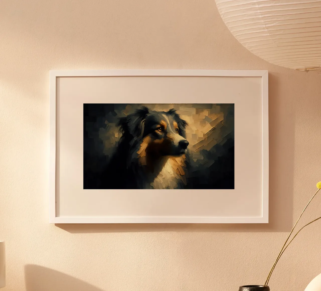 Pastore australiano - Foto animale poster con telaio in legno da hunde-katzen-tiere