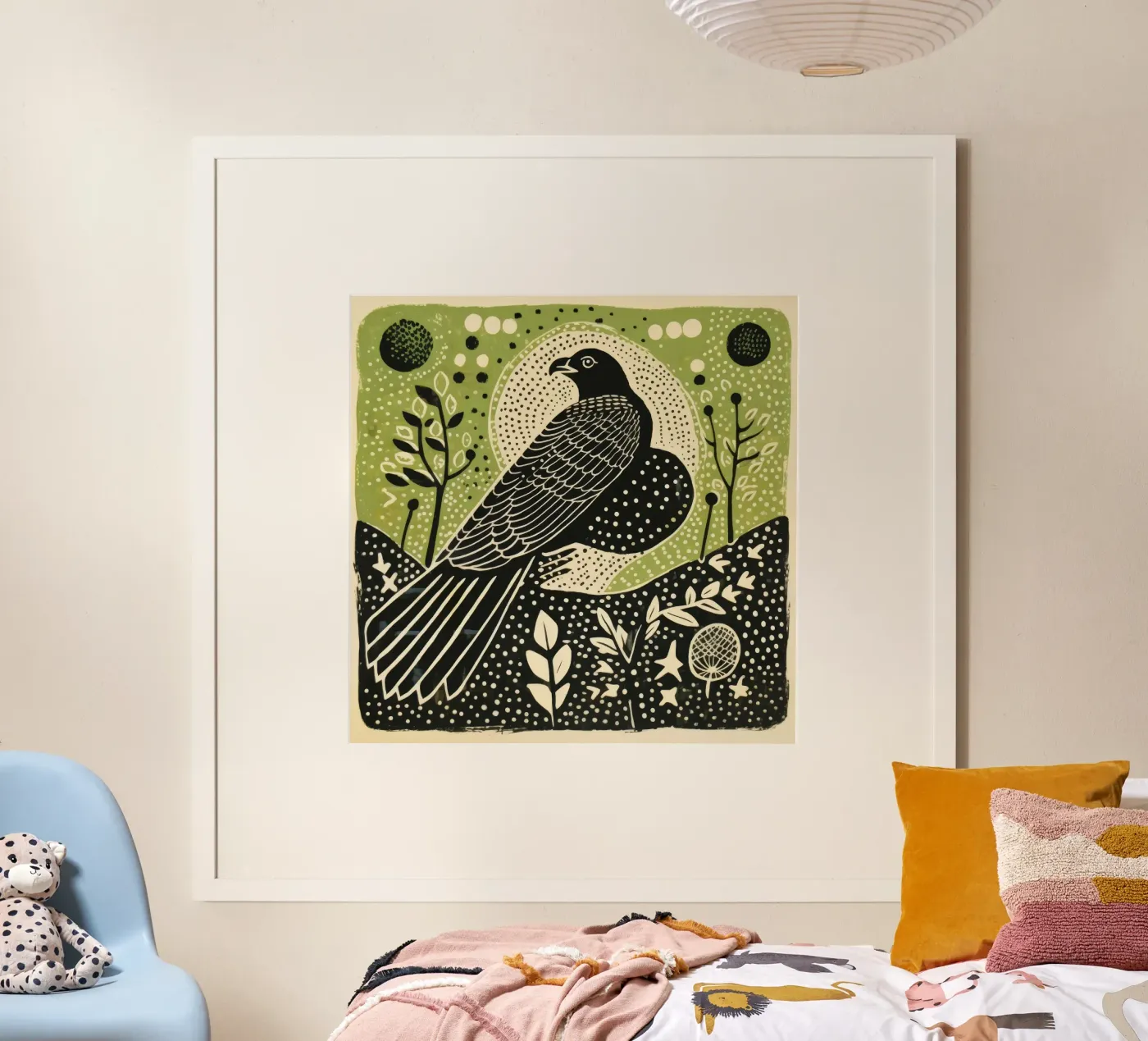 Falco verde poster da Minimal Animal Art