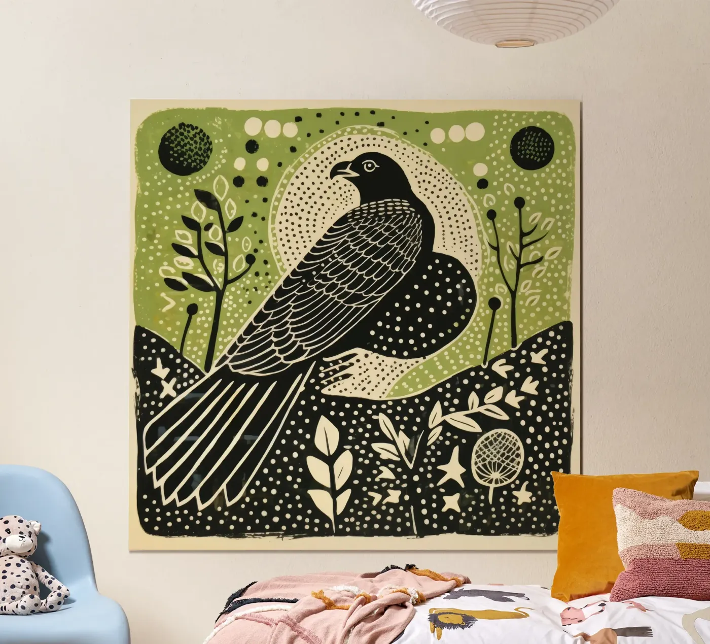Falco verde poster da Minimal Animal Art