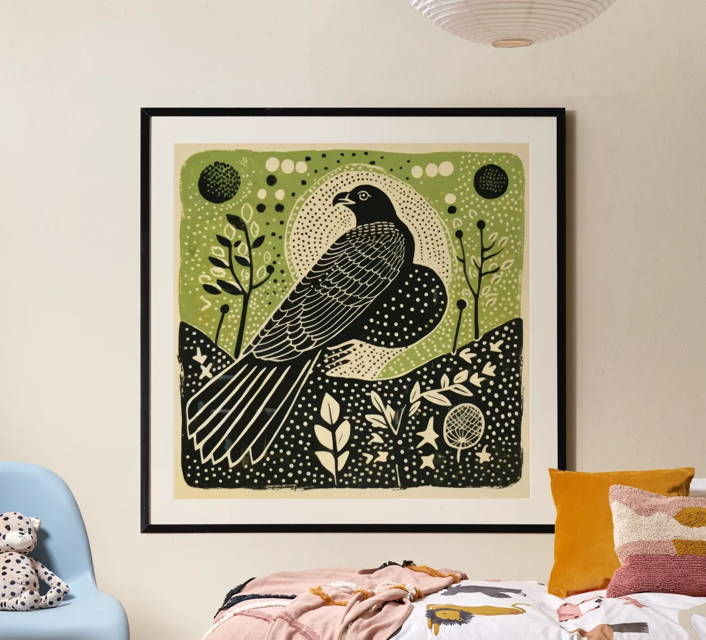 Falco verde poster da Minimal Animal Art