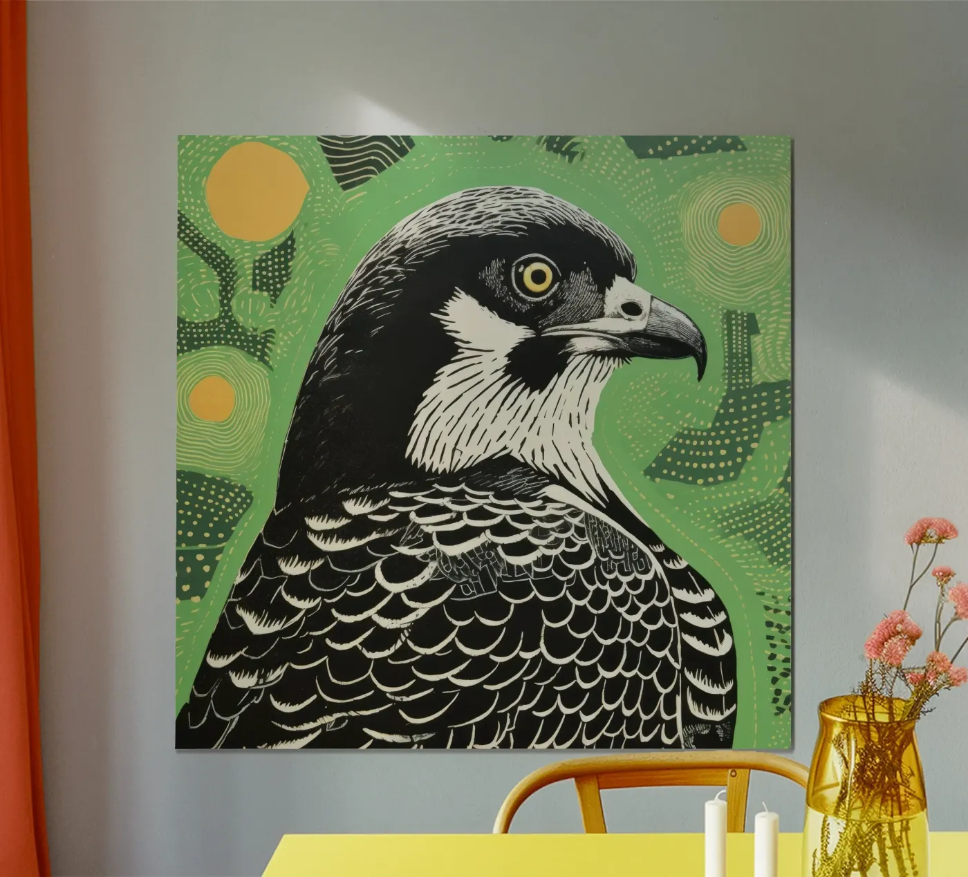 Falco verde poster da Minimal Animal Art