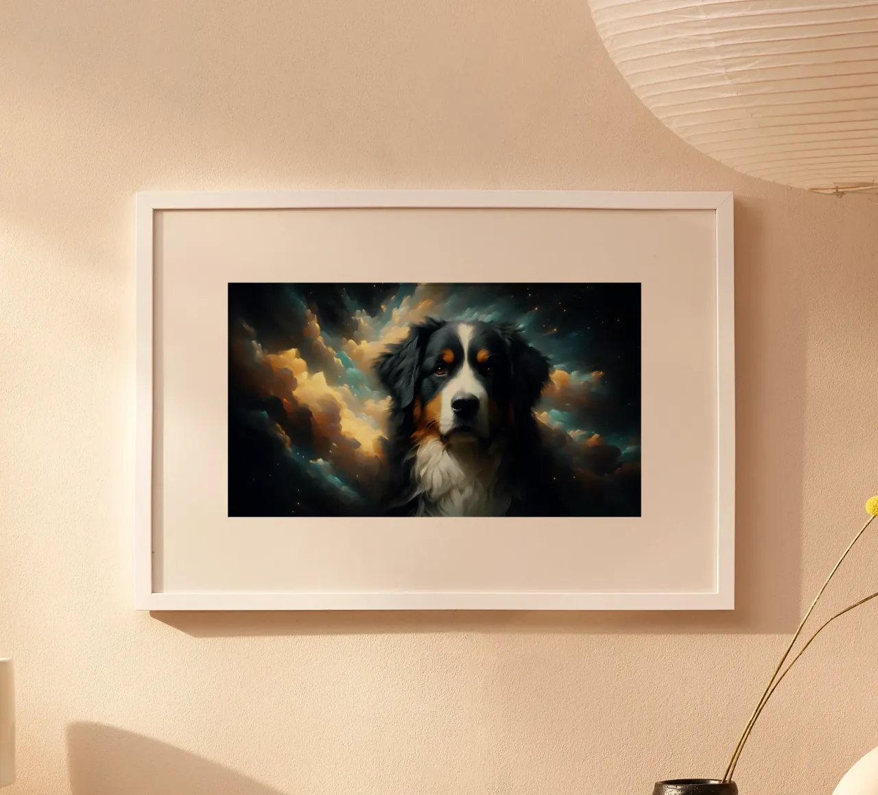 Cane da montagna bernese - Foto animale poster con telaio in legno da hunde-katzen-tiere