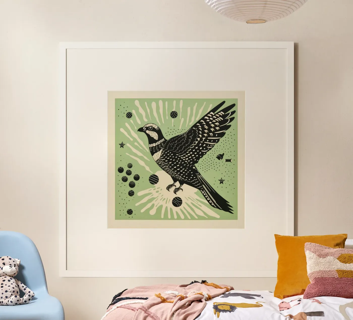 Falco verde poster da Minimal Animal Art