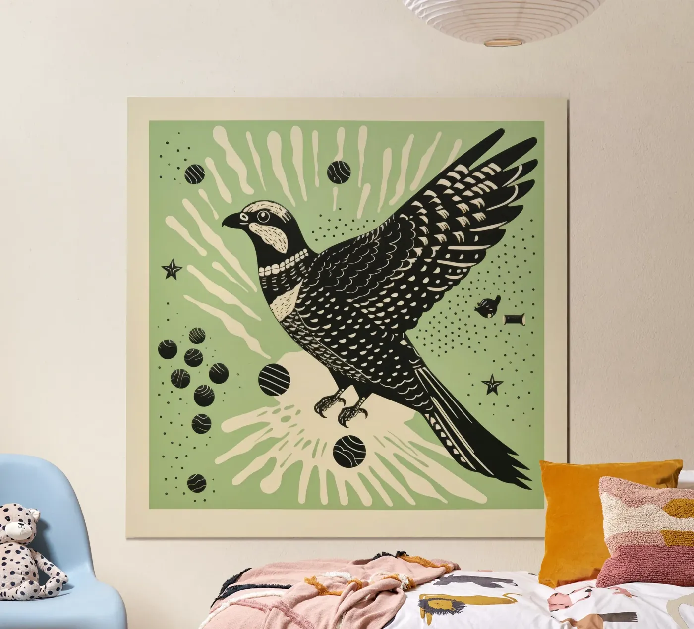 Falco verde poster da Minimal Animal Art