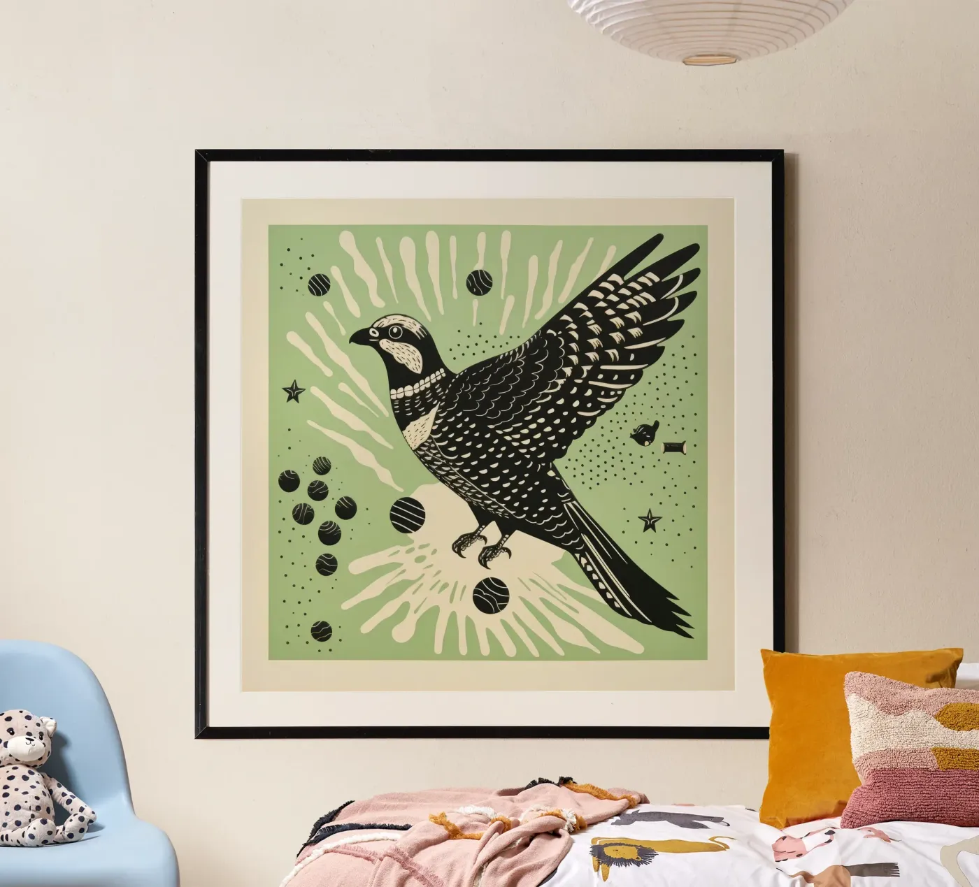 Falco verde poster da Minimal Animal Art