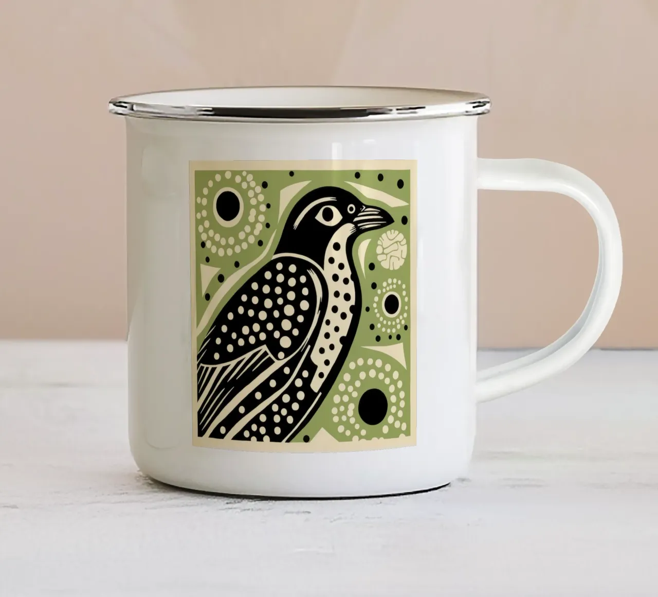 Falco verde 4 tazza in smalto da Minimal Animal Art