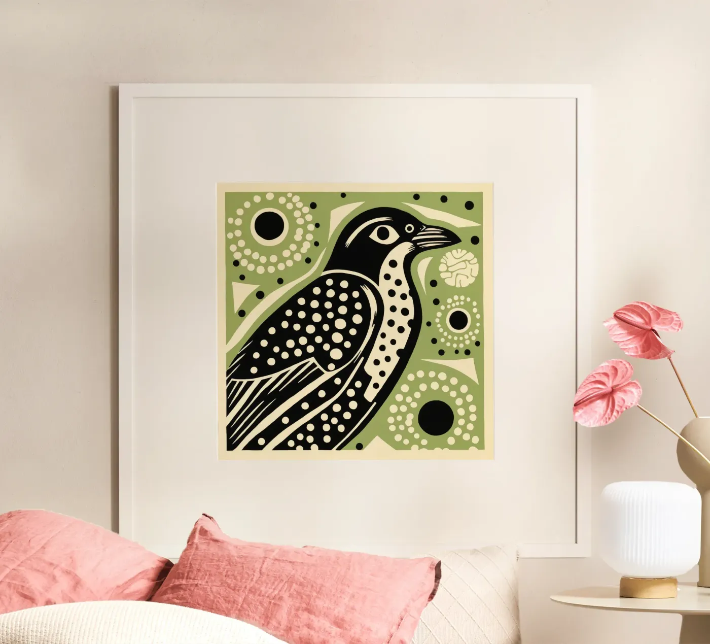 Falco verde poster da Minimal Animal Art