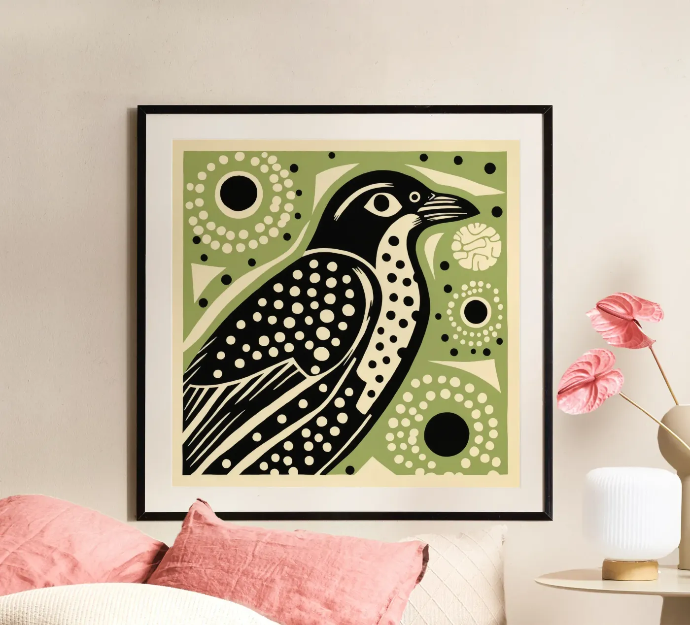 Falco verde poster da Minimal Animal Art