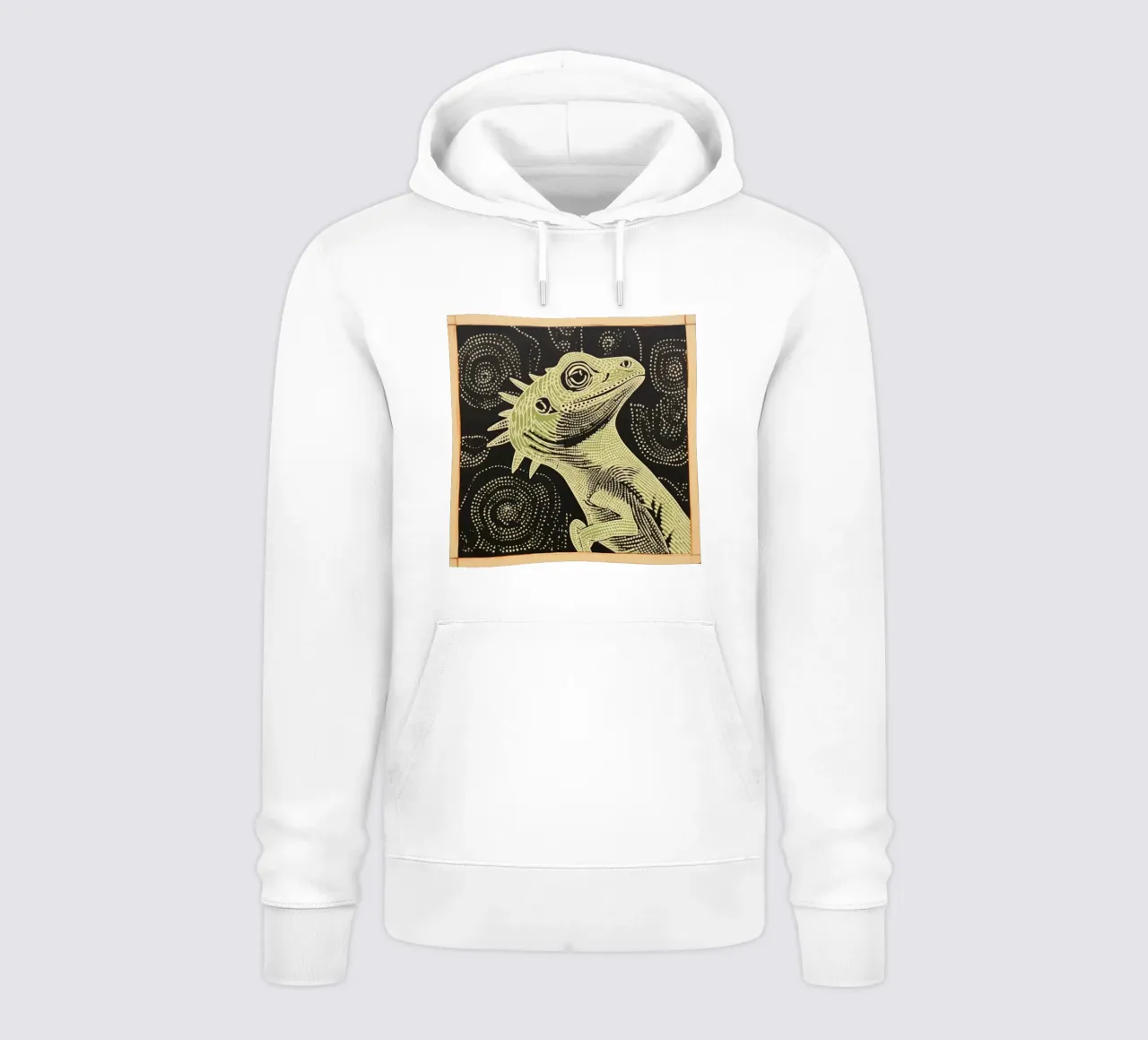 Iguana verde 1 felpa con cappuccio da Minimal Animal Art