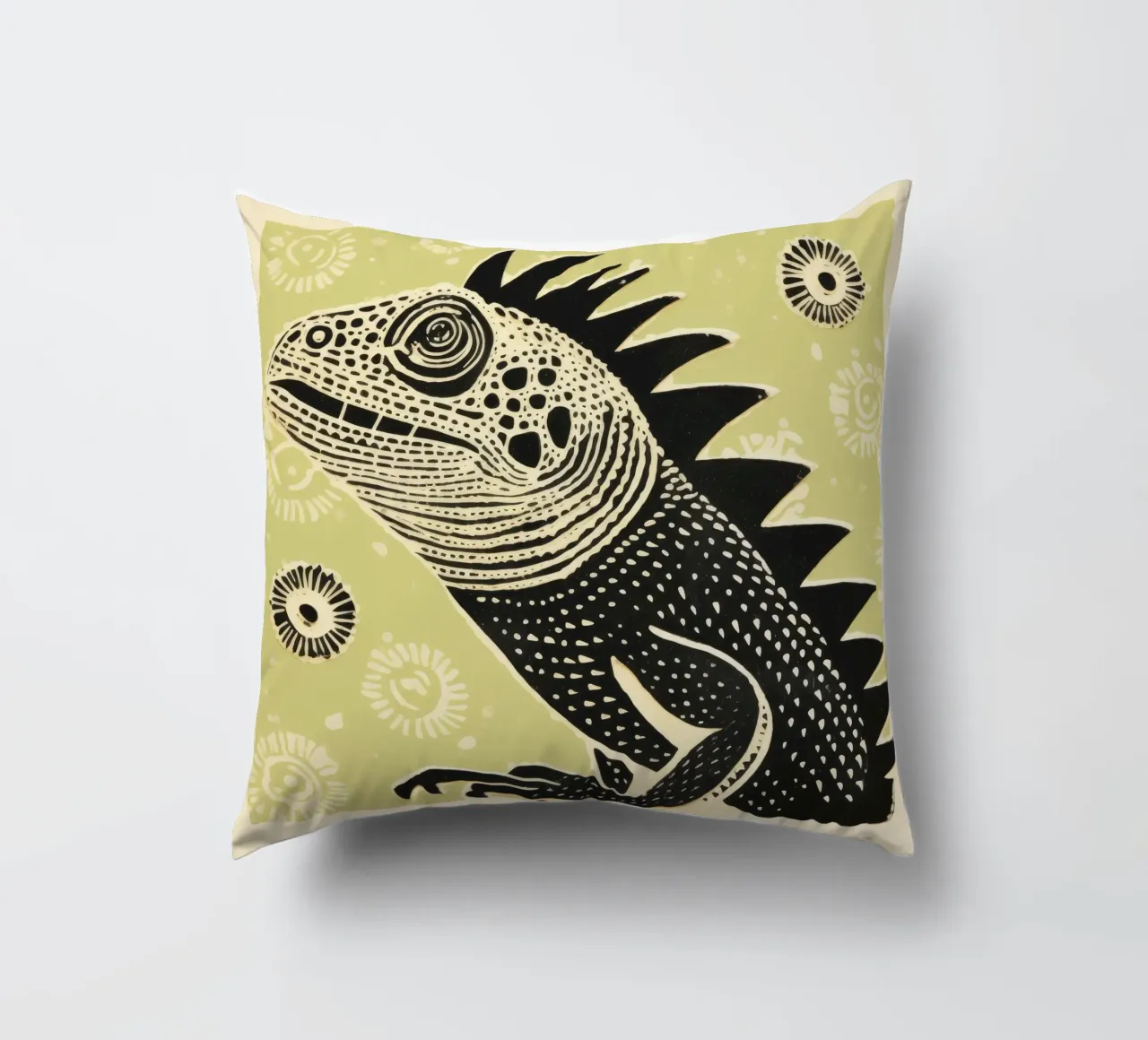 Iguana verde 2 cuscino da Minimal Animal Art